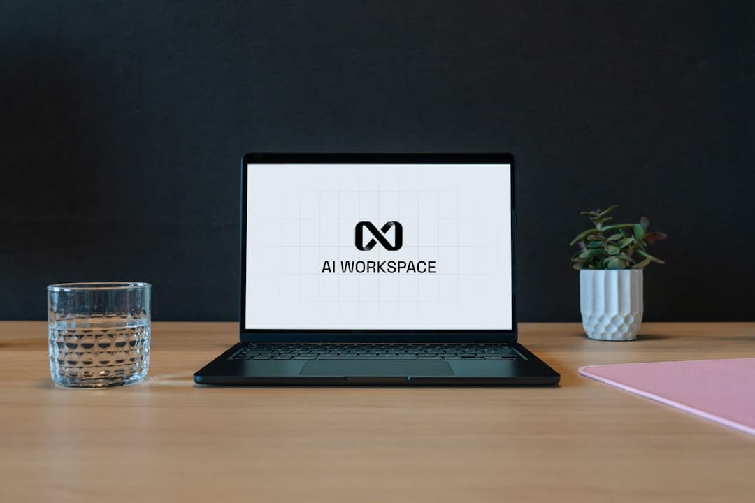 Laptop displaying an AI workspace interface with autonomous digital assistant capabilities