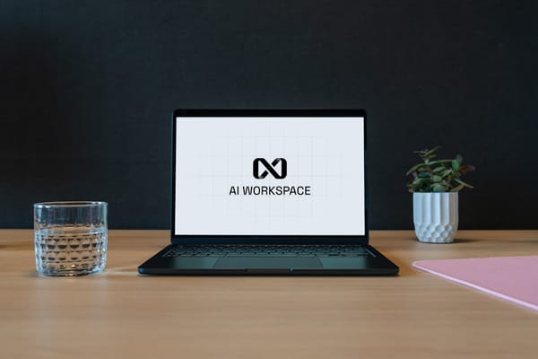 Laptop displaying an AI workspace interface with autonomous digital assistant capabilities